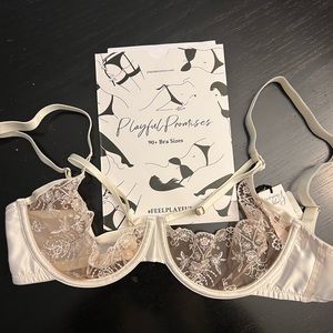 Cassia Ivory Custom Embroidery Quarter Cup Bra 34DD